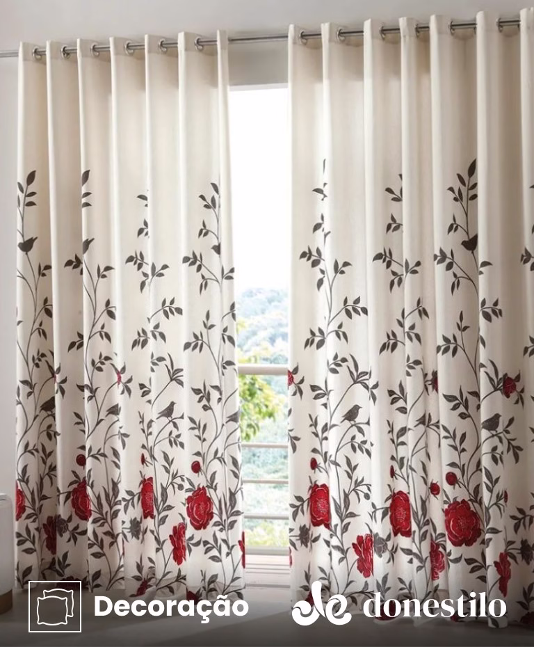Cortina estampada Döhler Tais II 5092 medidas 2,00X1,80 m