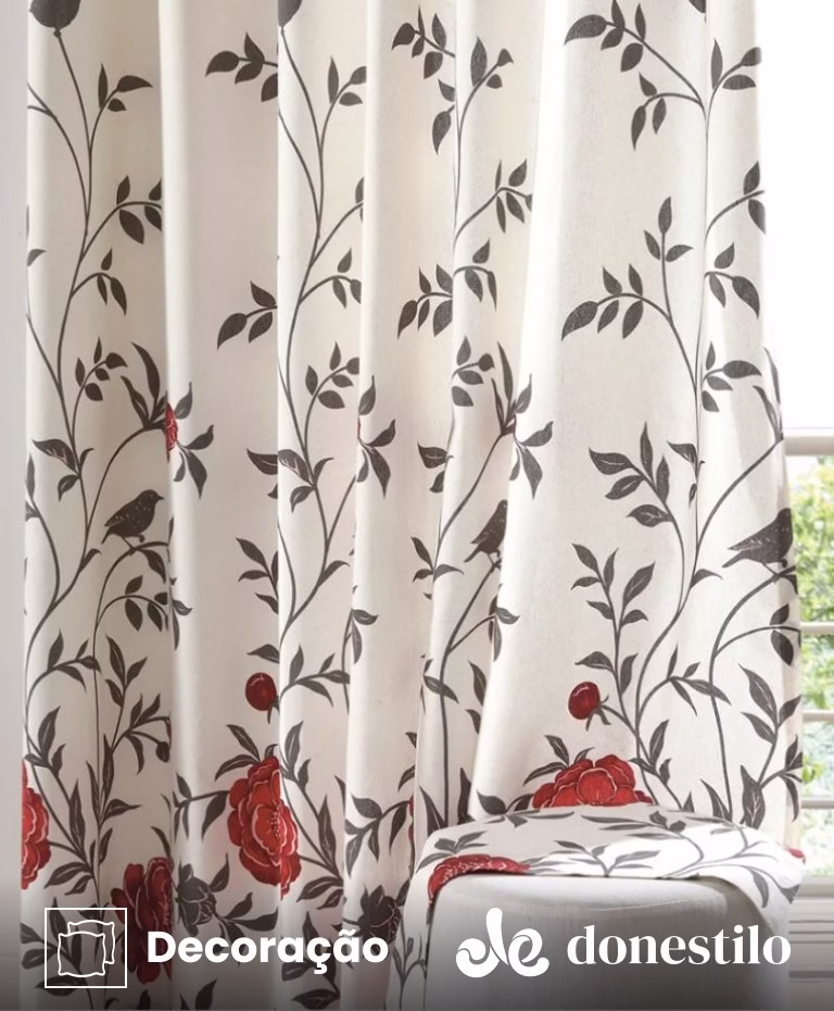 Cortina estampada Döhler Tais II 5092 medidas 3,00X2,50 m