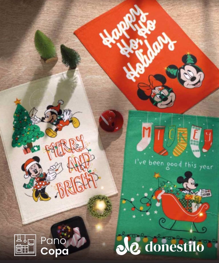 Pano de Copa Döhler Mickey e Minnie 20 Natal medindo 45X65 cm