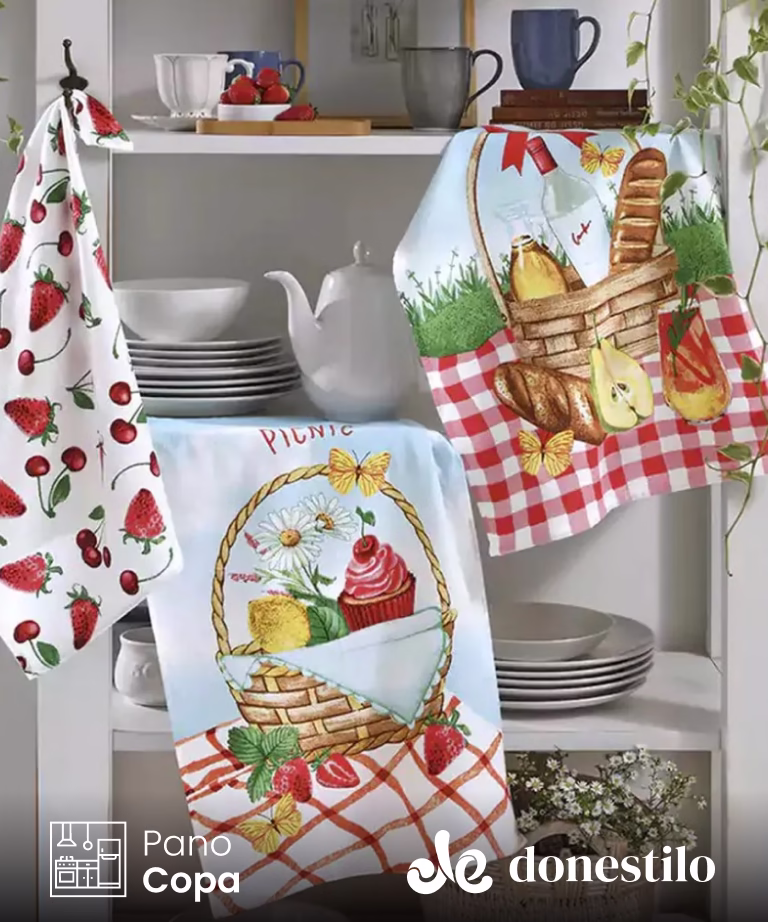 Pano de Copa Döhler Prata Picnic 45X65cm