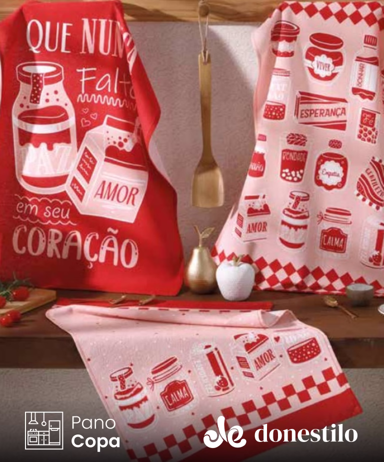 Pano de Copa Döhler Prata Sentimentos 45X65 cm