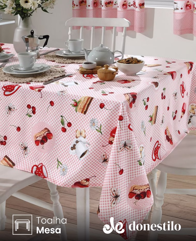 Toalha de Mesa Quadrada Döhler 4 lugares Athenas Ivana 1,40X1,40 m