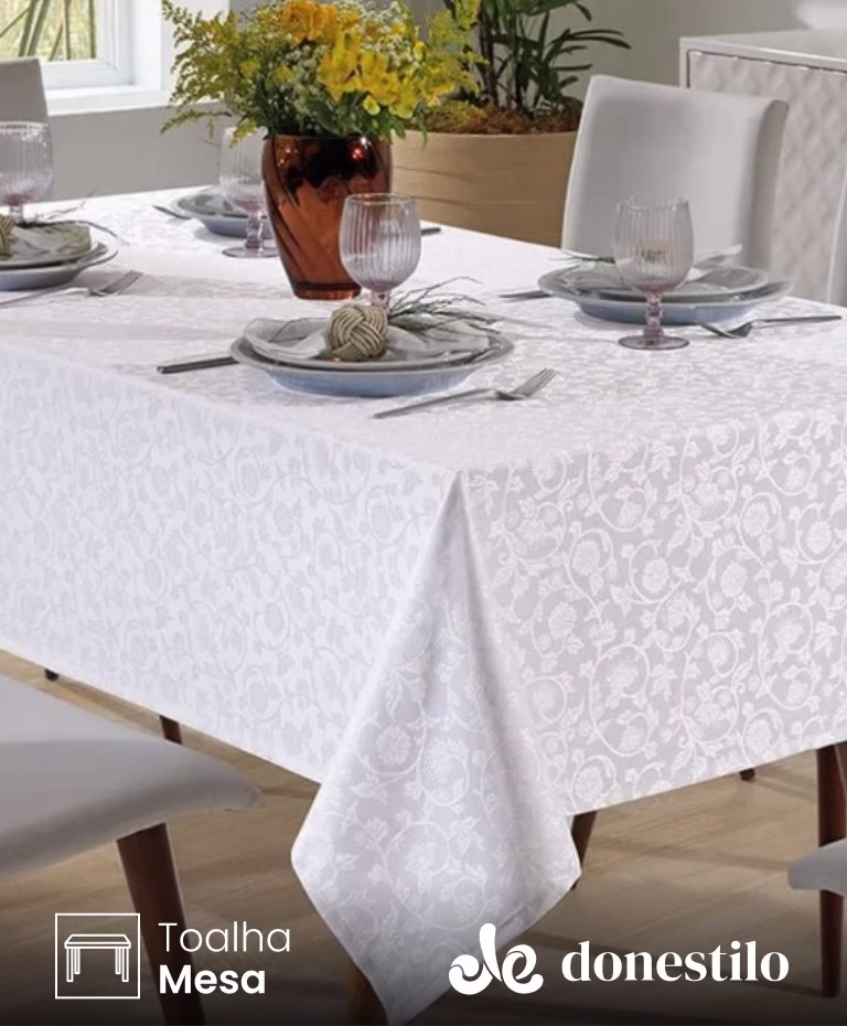 Toalha de Mesa Quadrada Döhler 4 lugares Requinte II TJ5040 1,40X1,40 m
