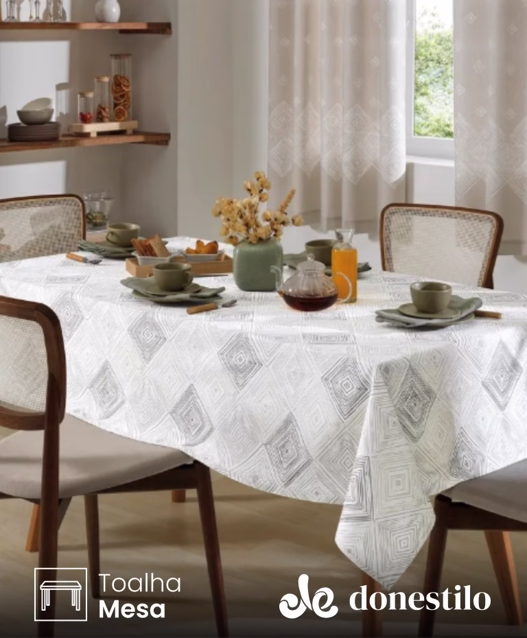 Toalha de Mesa Retangular Döhler 6 lugares Athenas Martin 1,40X2,10 m