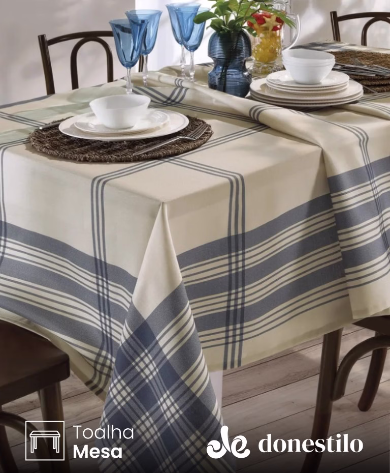 Toalha de Mesa Retangular Döhler 6 lugares Renova Luna 1,40X2,10 m
