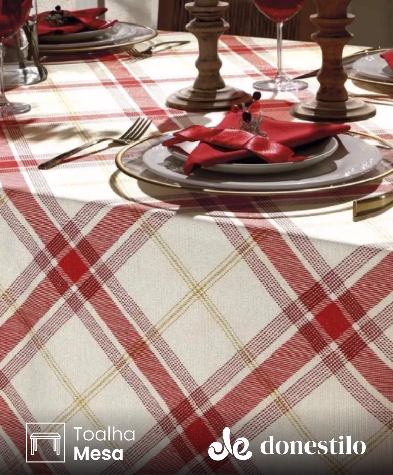 Toalha de Mesa Retangular Döhler 8 lugares Celebra Natal 99 medidas 1,60X2,40 m