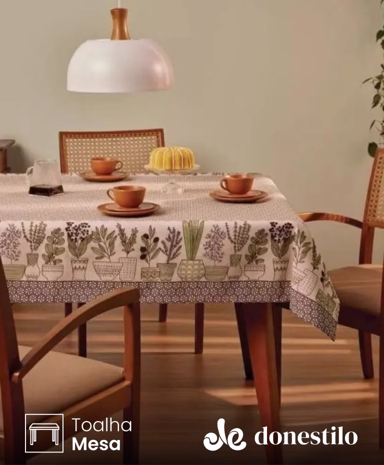 Toalha de Mesa Retangular Lepper 6 lugares Jardim 1,40X2,10 m