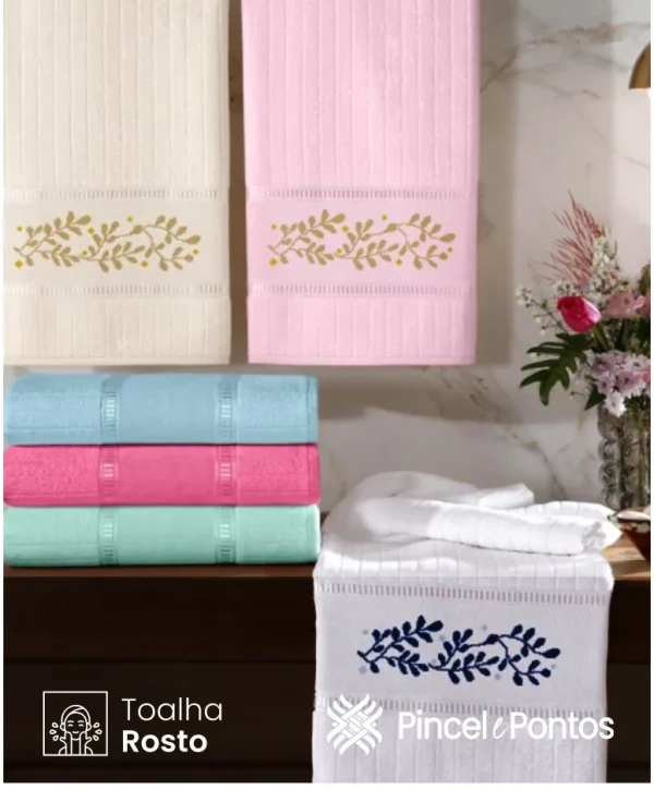Toalha de Rosto Bouton Caprice Luxo 50X80 cm para Bordar