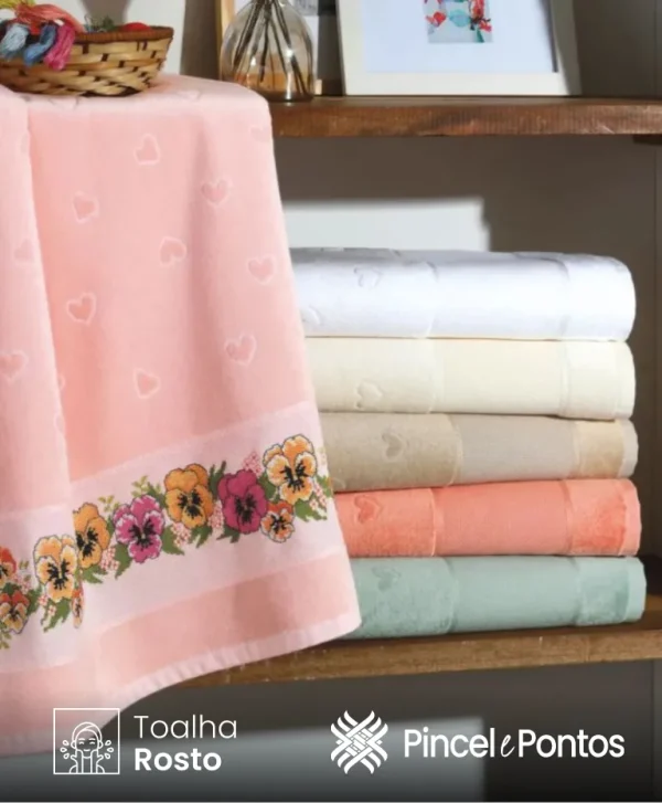 Toalha de Rosto Döhler Verona 50X80 cm para Bordar Ponto Cruz