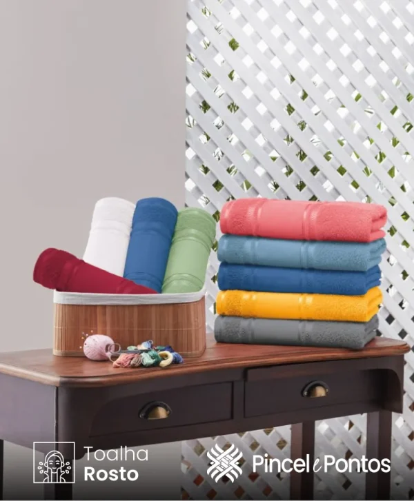 Toalha de Rosto Teka Criativa Cristine 45X80 cm para Bordar Ponto Cruz