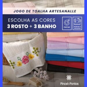 Jogo de Toalhas Döhler Artesanalle — 3 Banho + 3 Rosto para Pintar e Bordar à Máquina