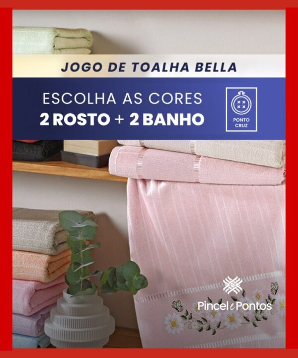 Jogo de Toalhas Döhler Bella — 2 Banho + 2 Rosto para para bordar Ponto Cruz