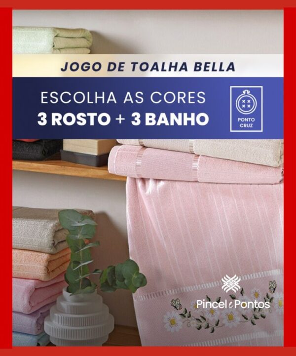 Jogo de Toalhas Döhler Bella — 3 Banho + 3 Rosto para bordar Ponto Cruz