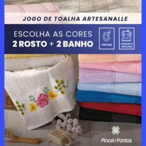 Jogo de Toalhas Döhler Artesanalle — 2 Banho + 2 Rosto para Pintar e Bordar à Máquina