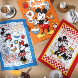 Kit 3 peças Pano de Copa Döhler Prata Mickey e Minnie 24 medindo 45X65 cm