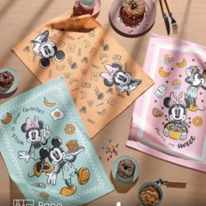Kit 3 peças Pano de Copa Döhler Prata Mickey e Minnie 25 medindo 45X65 cm