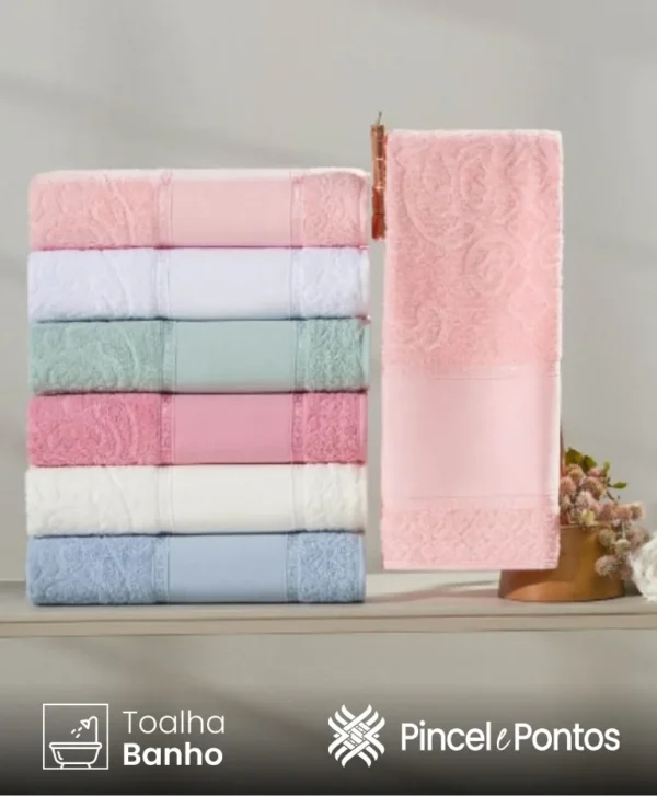 Toalha de Banho Valletex Jacquard Decorarte 68X1,40 m para Pintar e Bordar à máquina