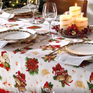 Toalha de Mesa Quadrada Döhler 4 lugares Athenas Natal 111 medidas 1,40X1,40 m