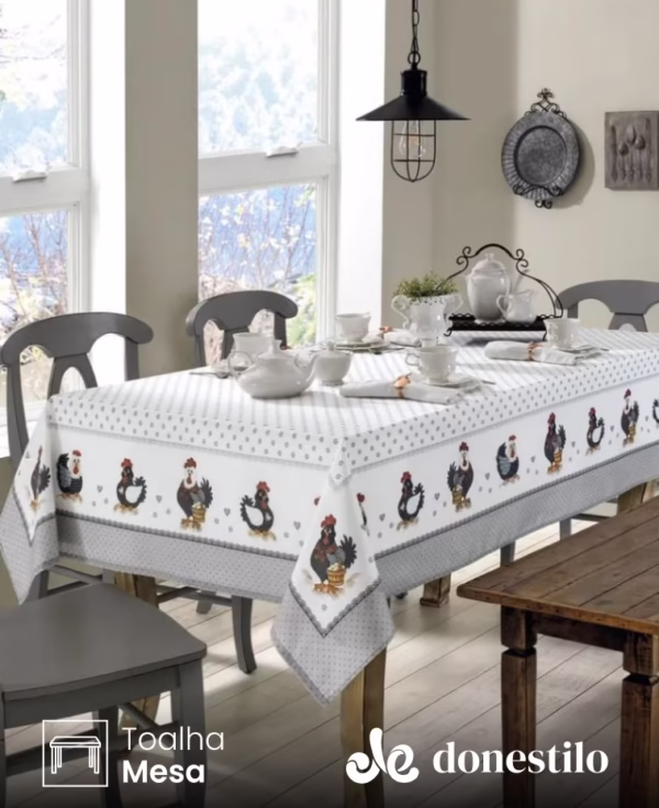 Toalha de Mesa Quadrada Döhler 6 a 8 lugares Renova Lia 1,80X1,80 m