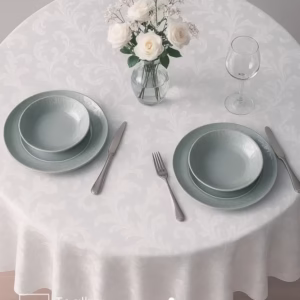 Toalha de Mesa Redonda Döhler 4 lugares Requinte TJ 4668 1,60 m