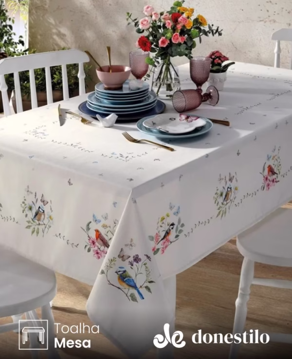 Toalha de Mesa Retangular Döhler 8 lugares Renova Jardim 1,60X2,70 m
