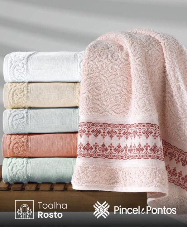 Toalha de Rosto Döhler Sofia 50X80 cm para bordar Ponto Cruz