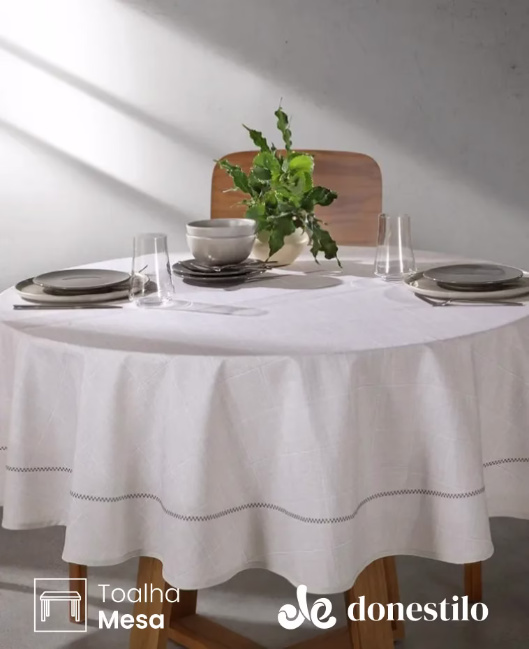 Toalha de Mesa Redonda 6 a 8 lugares Renova Iara 1,80 m Döhler