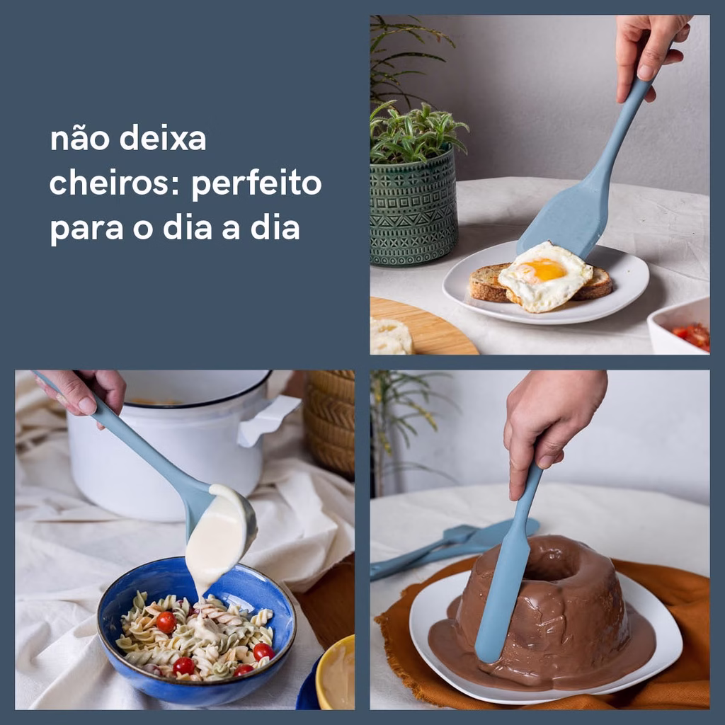 Kit De Utensílios De Silicone Azul Oikos – 7 Peças - Imagem 2