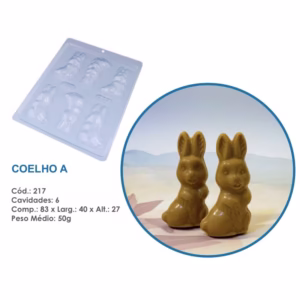 Forma Simples Coelho A 217 - (L7) em Acetato BWB Para Bombom e Doces de Chocolate e Confeitaria