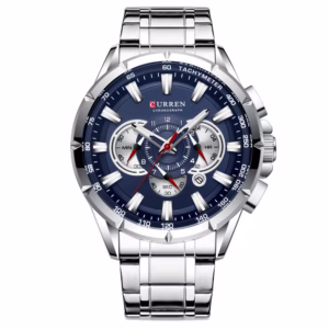 Relógio Masculino Curren Moda Negócios Esportes Quartzo Aço Inoxidável Impermeável Luminoso 8363x