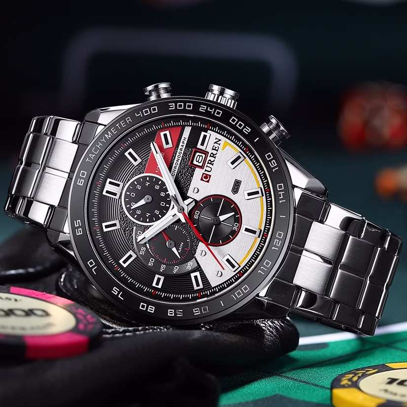 CURREN Relógio Masculino De Quartzo De Aço Inoxidável Luminoso
Casual À Prova D'água 8410 X - Imagem 2