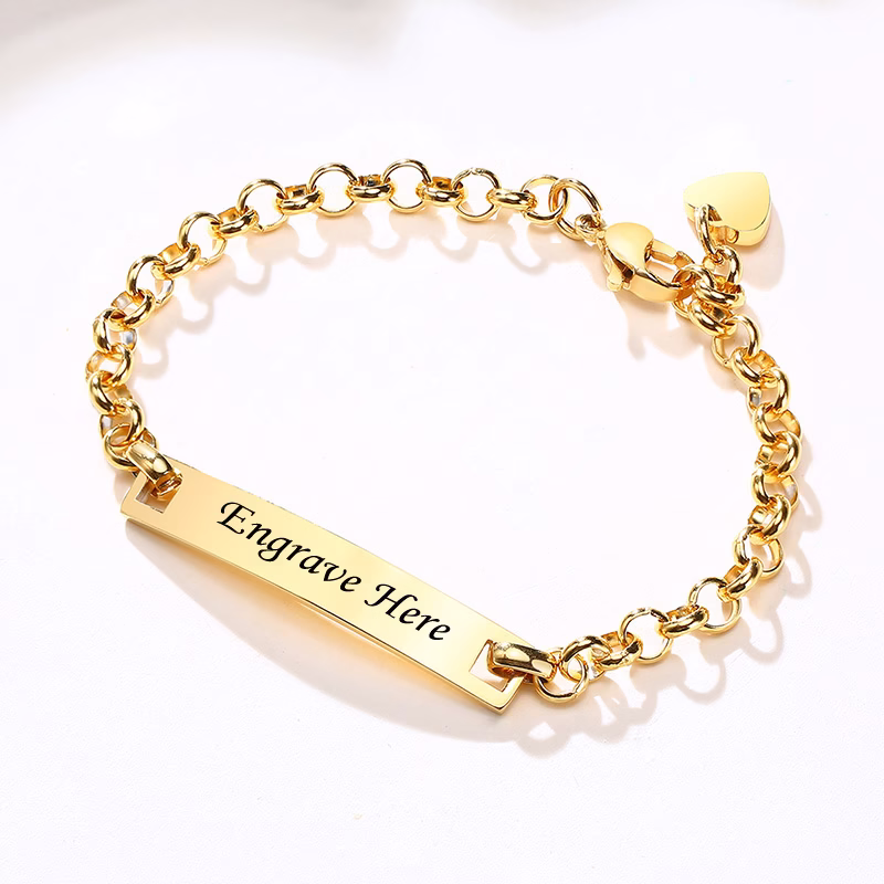 Vnox Pulseiras Para As Mulheres Novo Estilo De Pulseira De Aço Inoxidável Rose Gold Cor Prata Grava Coração Pulseira