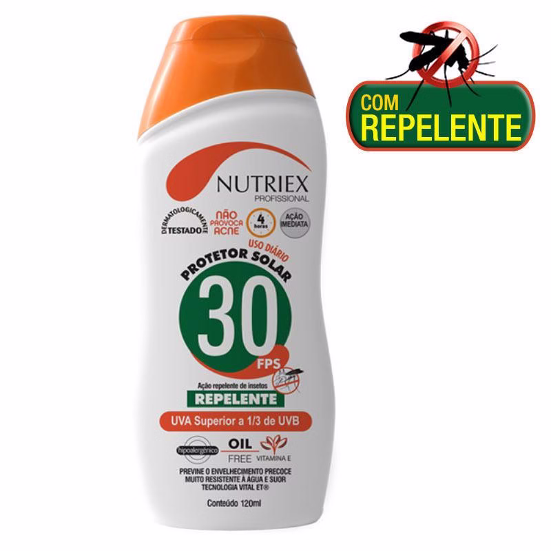 Protetor Solar FPS 30 com Repelente 120 ML Bisnaga com 3 Peças NUTRIEX - Imagem 2