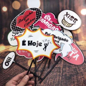 KIT 10 PLAQUINHAS DIVERTIDAS SELFIE PARA FESTAS (COD 08)