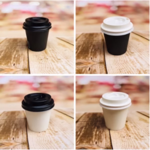 50 copo 110 ml de papel Biodegradável preto ou branco tampa opcional//