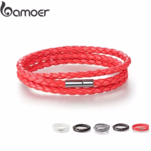 Bamoer Ano Novo Ímã Vermelho Cadeia Longa Ajustável Fivela 6 Cor Pulseiras De Couro Unisex Para As Mulheres E Homens Moda Jóias Pi0063