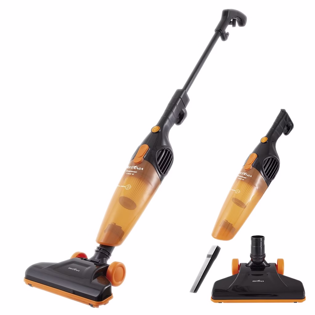 Aspirador de Pó Britânia 2 em 1 Preto com Laranja BAS1010P Filtro Hepa 1000W