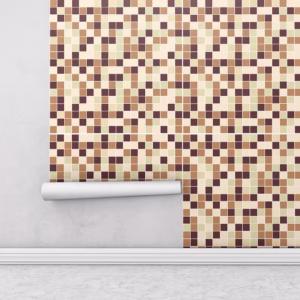 Adesivo Azulejo Pastilhas Em Tons de bege, amarelo e marrom para Cozinha