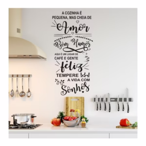Adesivo Decorativo Frase A Cozinha É Pequena Cheia De Amor