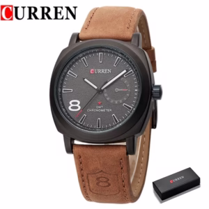 Curren Relógio De Pulso Masculino Casual Quartzo Esportivo À Prova D 'Água Com Pulseira De Couro 8139