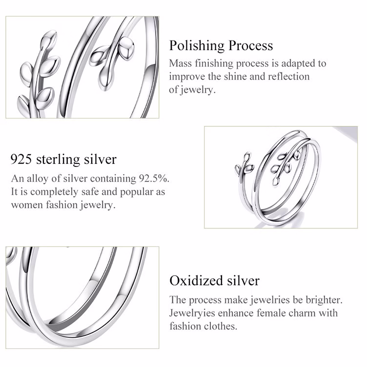 Bamoer Anel Multi-Camada De Prata 925 Tamanho Ajustável Para Mulheres Scr755 - Imagem 2