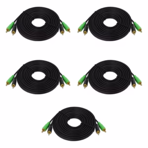 Kit Com 5 Cabos Rca 5m Tech One Profissional Blindado 4mm