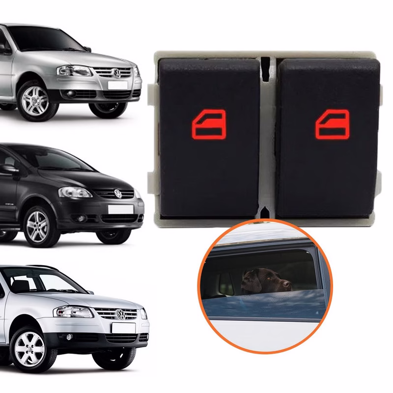 Botão Interruptor Vidro Elétrico Duplo Fox Gol Parati G4 G5 - Estoque Real Fundo Marron