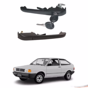 Par Maçaneta Externa Friso Preto Com Chave Gol Parati G1 80 A 86