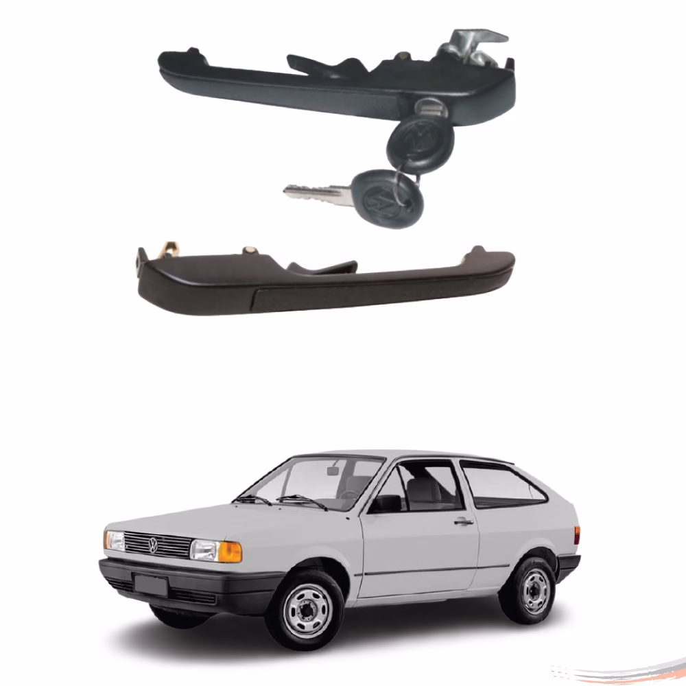 Par Maçaneta Externa Friso Preto Com Chave Gol Parati G1 80 A 86
