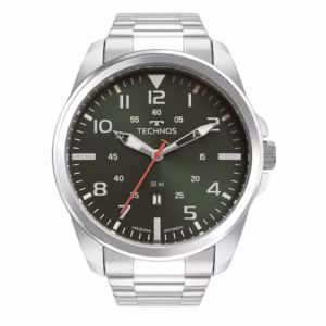Relógio Technos 2115MYS/1V Masculino Prata, Analógico, Original, com Calendário e à Prova d'Água . – Presente Ideal.