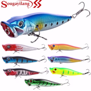 Isca artificial de pesca Sougayilang 8 Colors 3D Fish Eyes 14cm 12g with Two Treble Hooks Dive Board