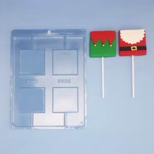 Forma Simples Pirulito Quadrado Liso 9825 - (D6) em Acetato BWB Para Bombom e Doces de Chocolate.