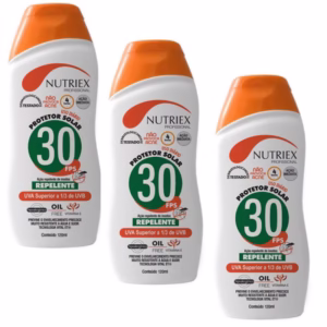 Protetor Solar FPS 30 com Repelente 120 ML Bisnaga com 3 Peças NUTRIEX