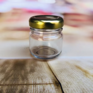pote de Vidro mini geléia de 40 ml  geleinha com tampa dourada